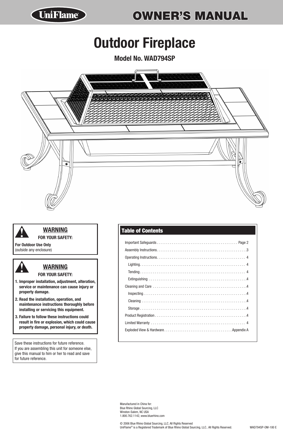 Blue Rhino WAD794SP User Manual | 5 pages