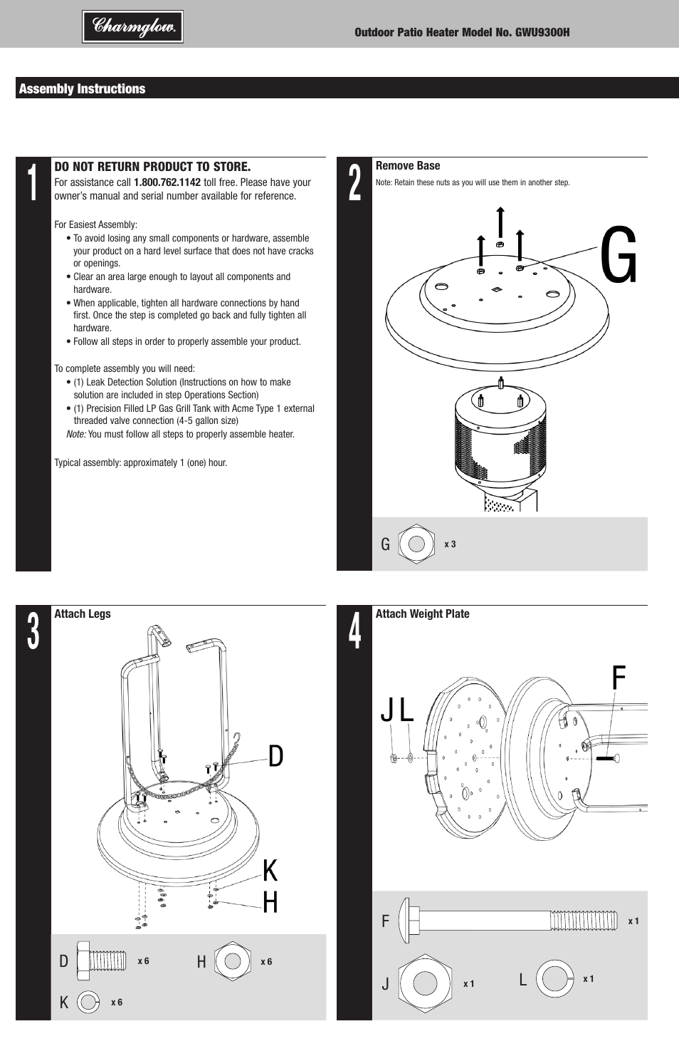 Blue Rhino GWU9300H User Manual | Page 4 / 20