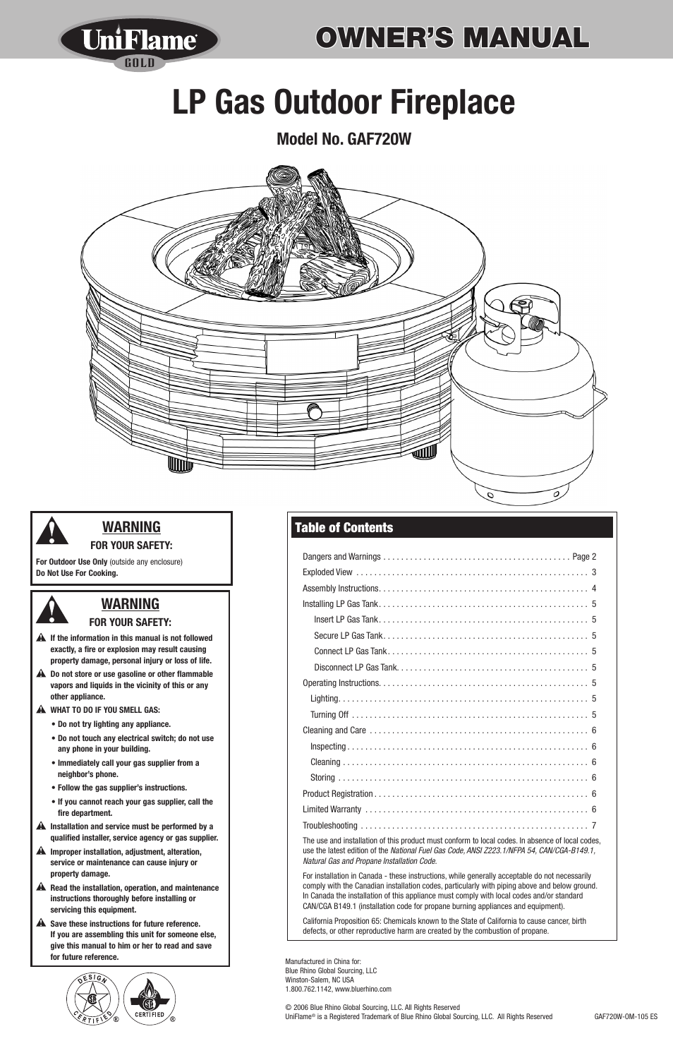 Blue Rhino GAF720W User Manual | 16 pages