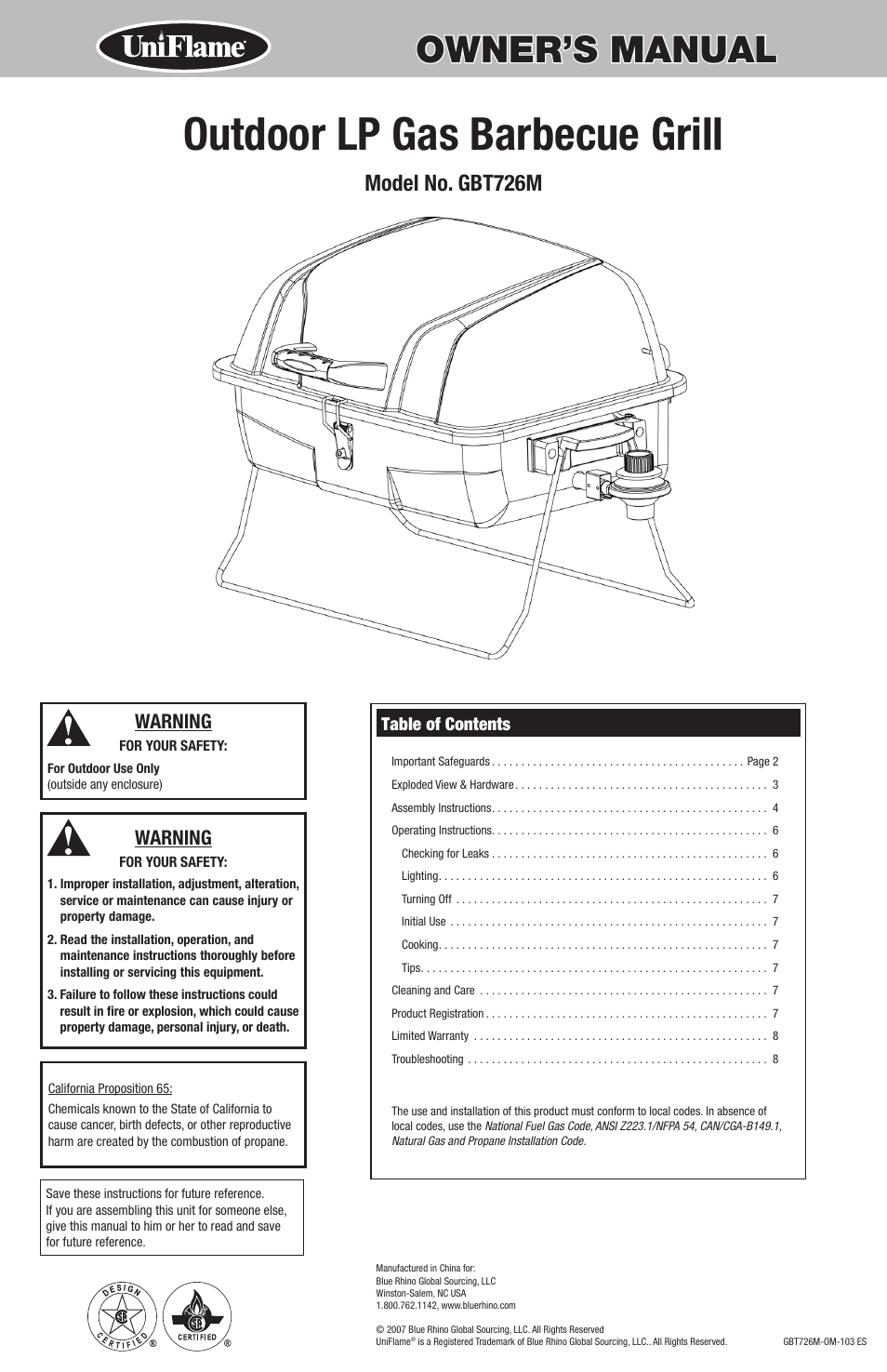 Blue Rhino GBT726M User Manual | 16 pages