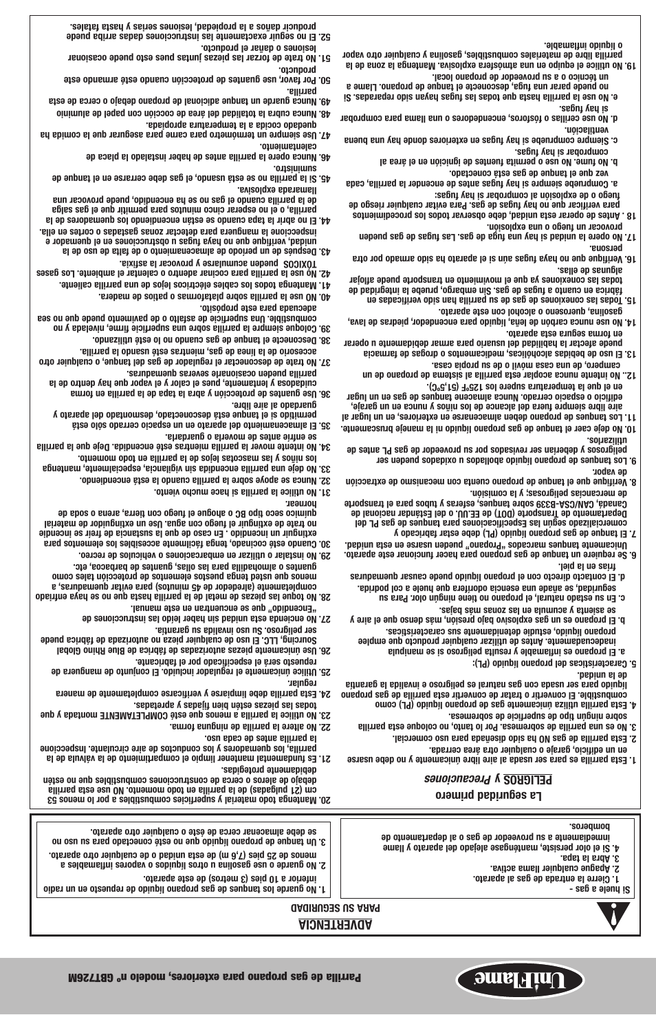 Advertencia, La seguridad primero peligros y precauciones | Blue Rhino GBT726M User Manual | Page 10 / 16