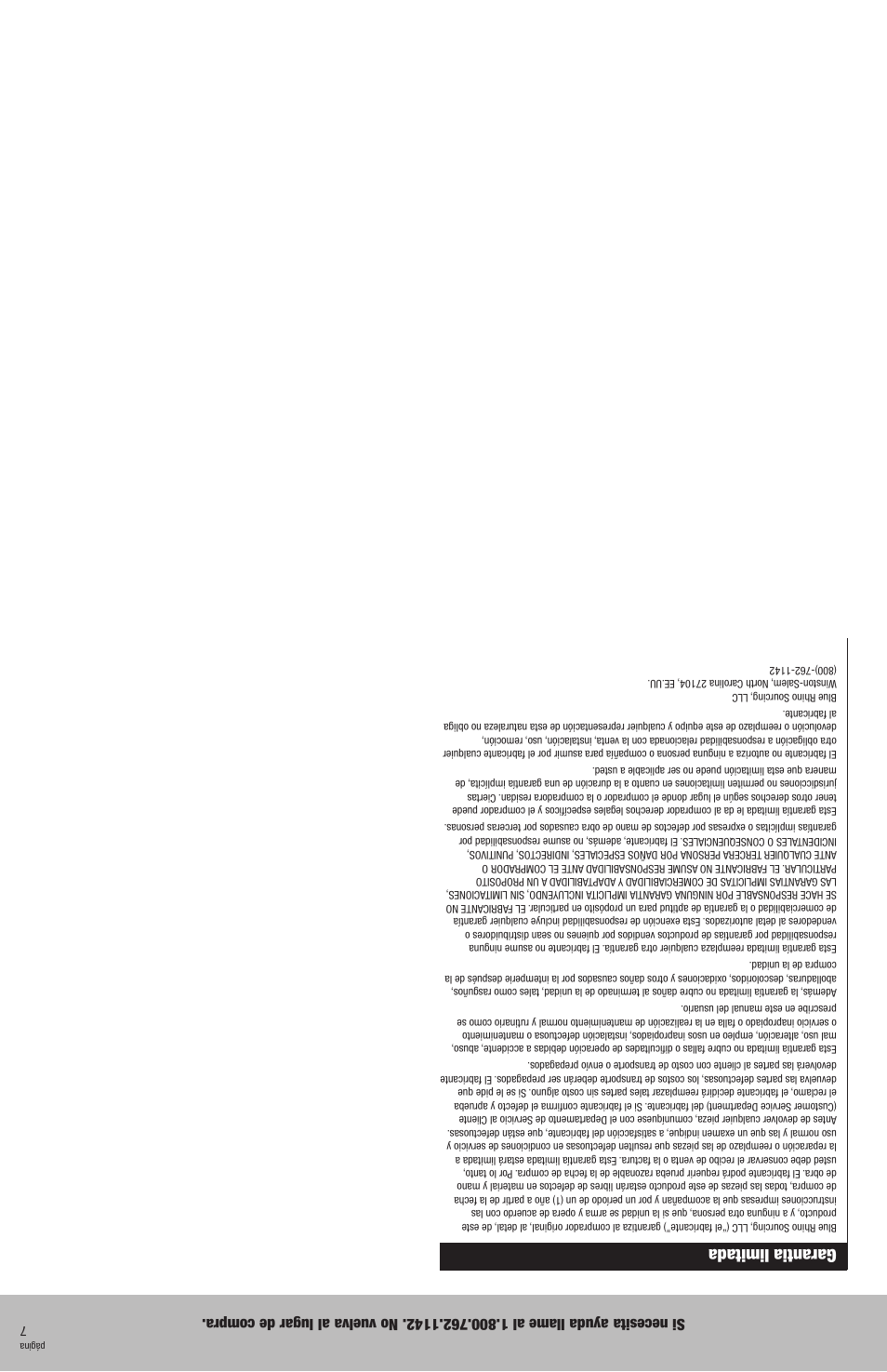 Garantia limitada | Blue Rhino EBT801W User Manual | Page 10 / 16