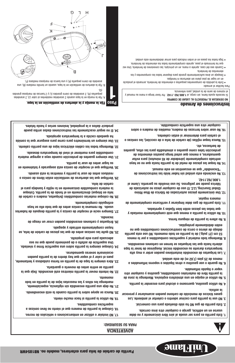 Advertencia, Paso, Instrucciones de armado | Blue Rhino NB1854WR User Manual | Page 9 / 10