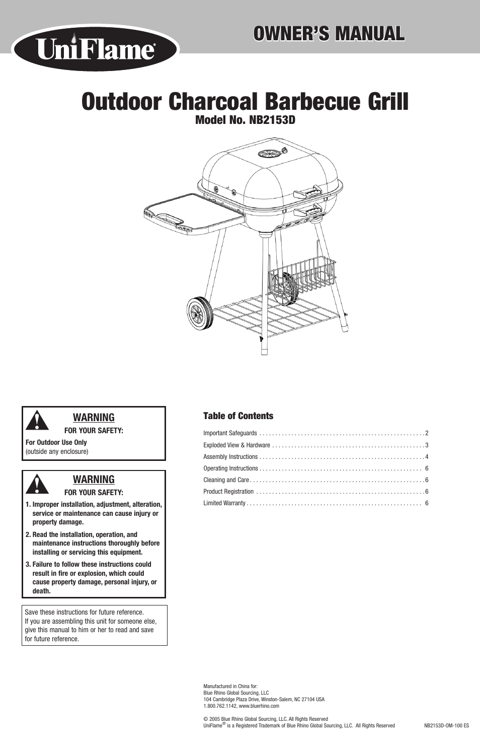 Blue Rhino NB2153D User Manual | 12 pages