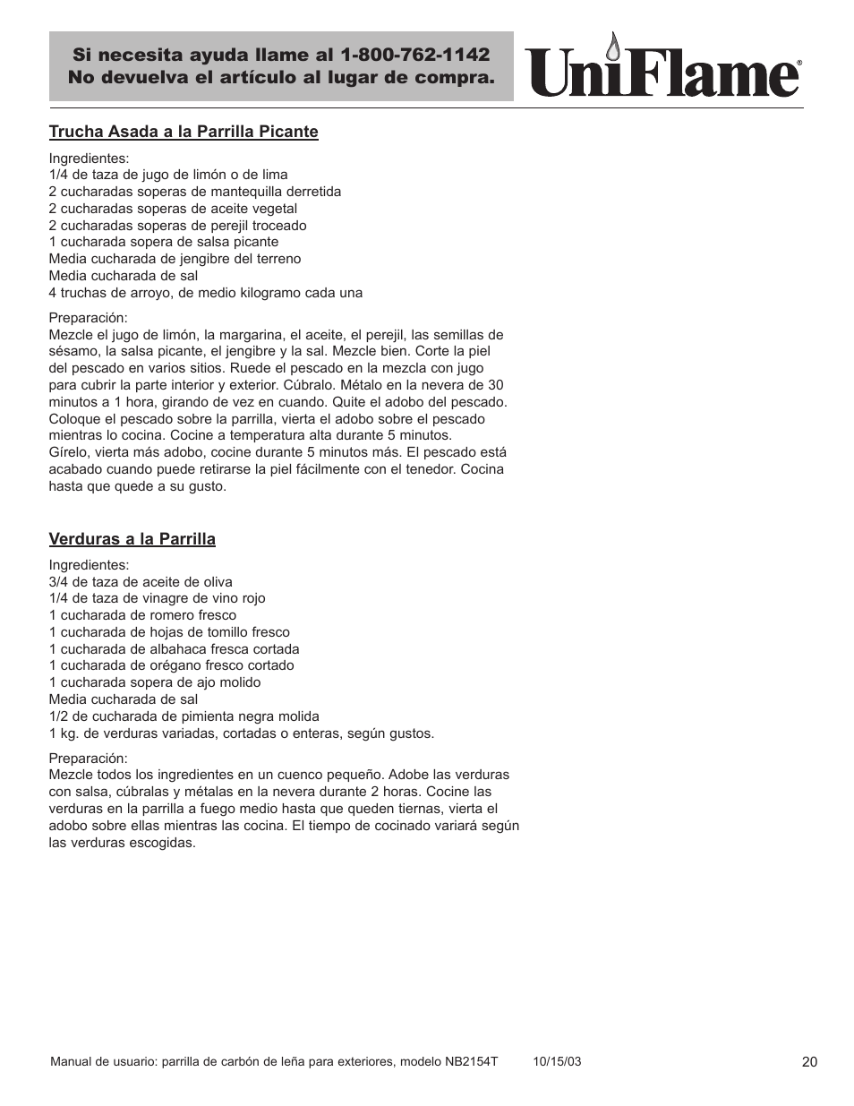 Blue Rhino UniFlame NB2154T User Manual | Page 21 / 24