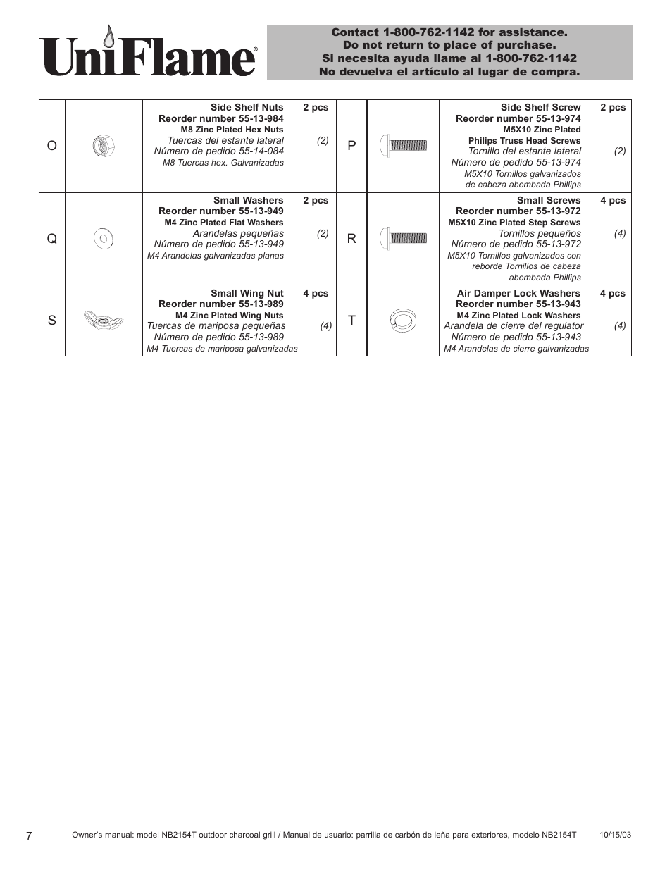 Blue Rhino UniFlame NB2154T User Manual | Page 8 / 24