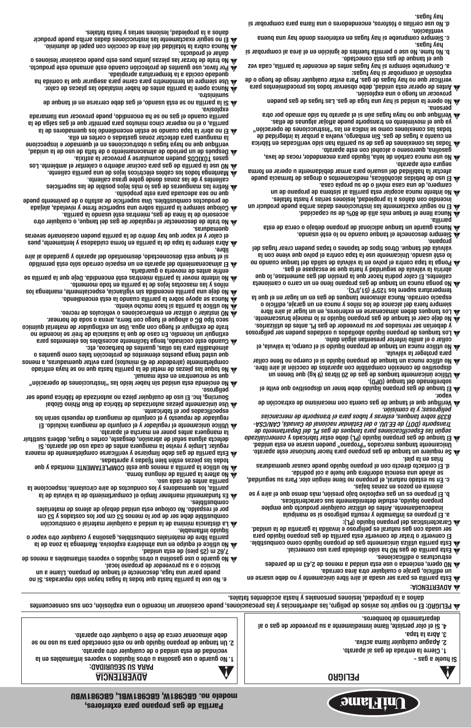 Peligro, Advertencia | Blue Rhino GBC981WBU User Manual | Page 23 / 24