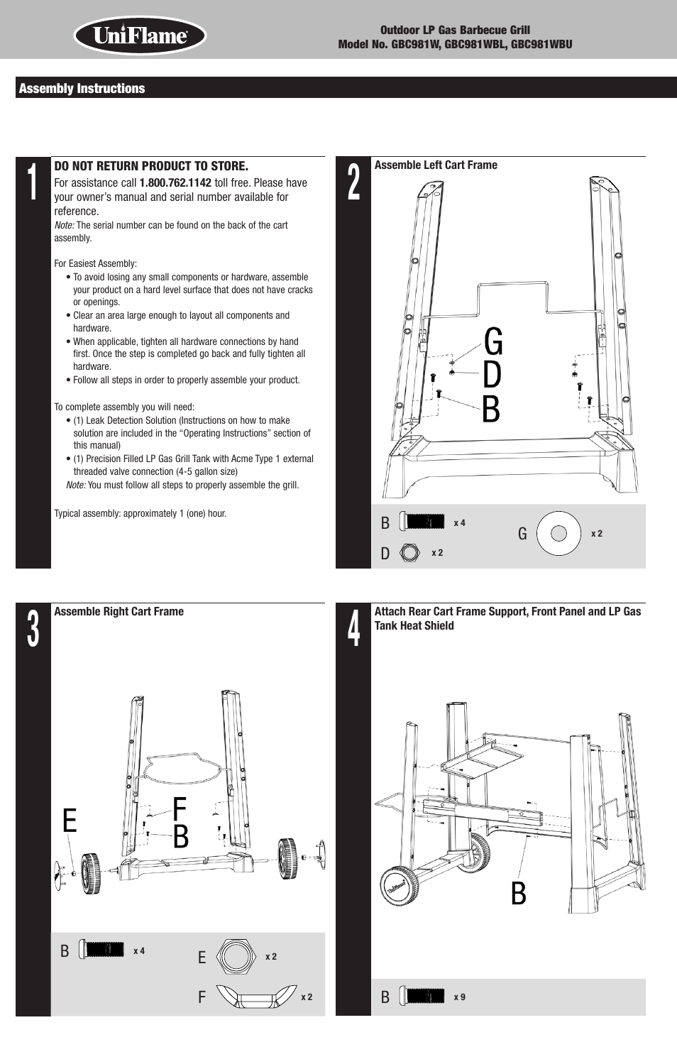 Blue Rhino GBC981WBU User Manual | Page 4 / 24