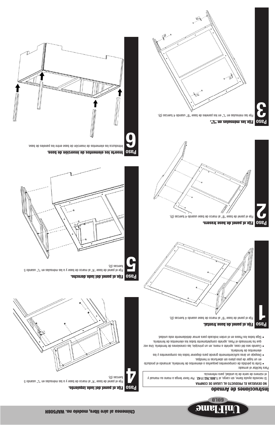 Instrucciones de armado, Paso | Blue Rhino WAF508H User Manual | Page 17 / 20