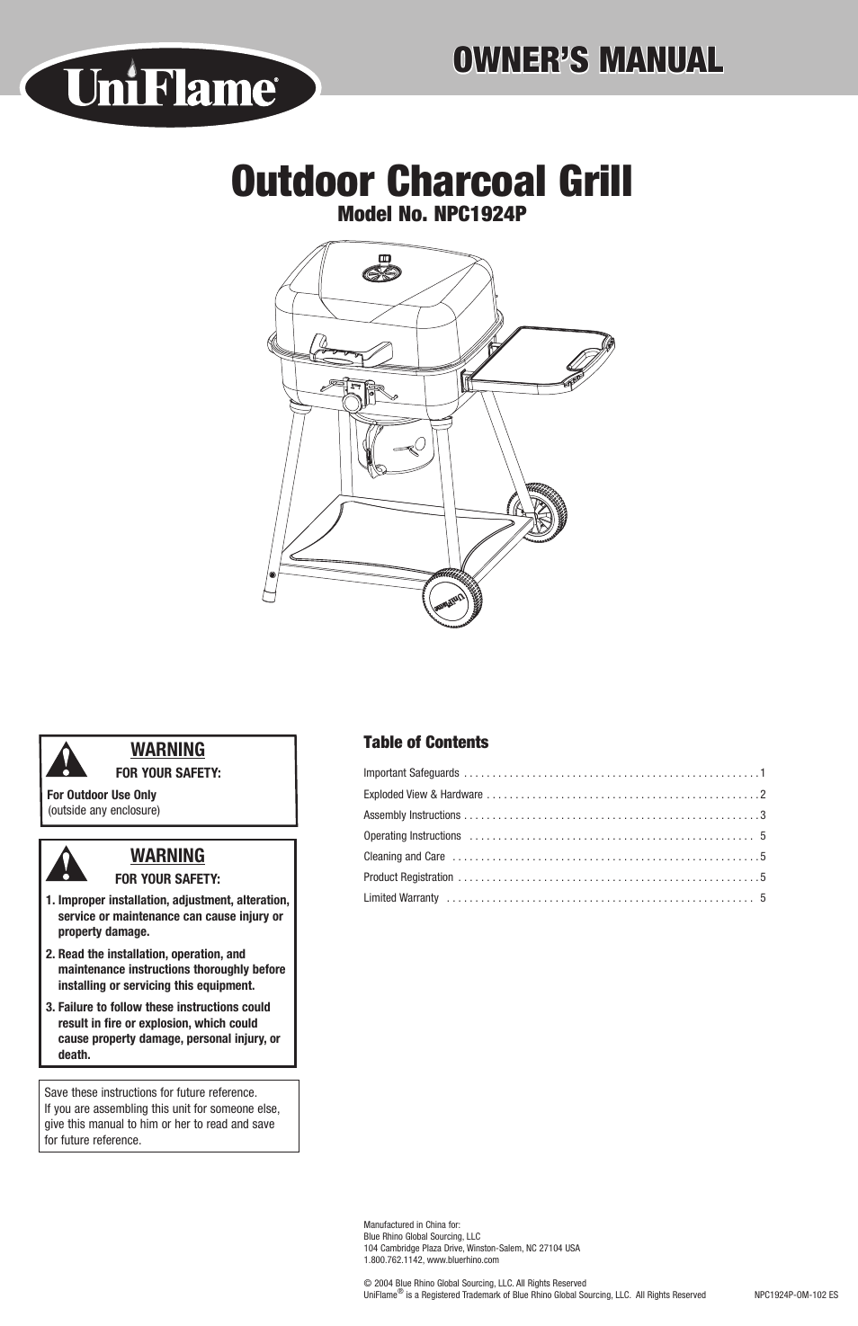Blue Rhino NPC1924P User Manual | 12 pages