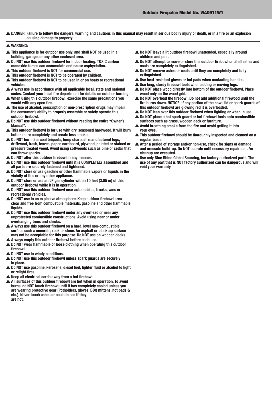 Blue Rhino WAD911W1 User Manual | Page 2 / 12