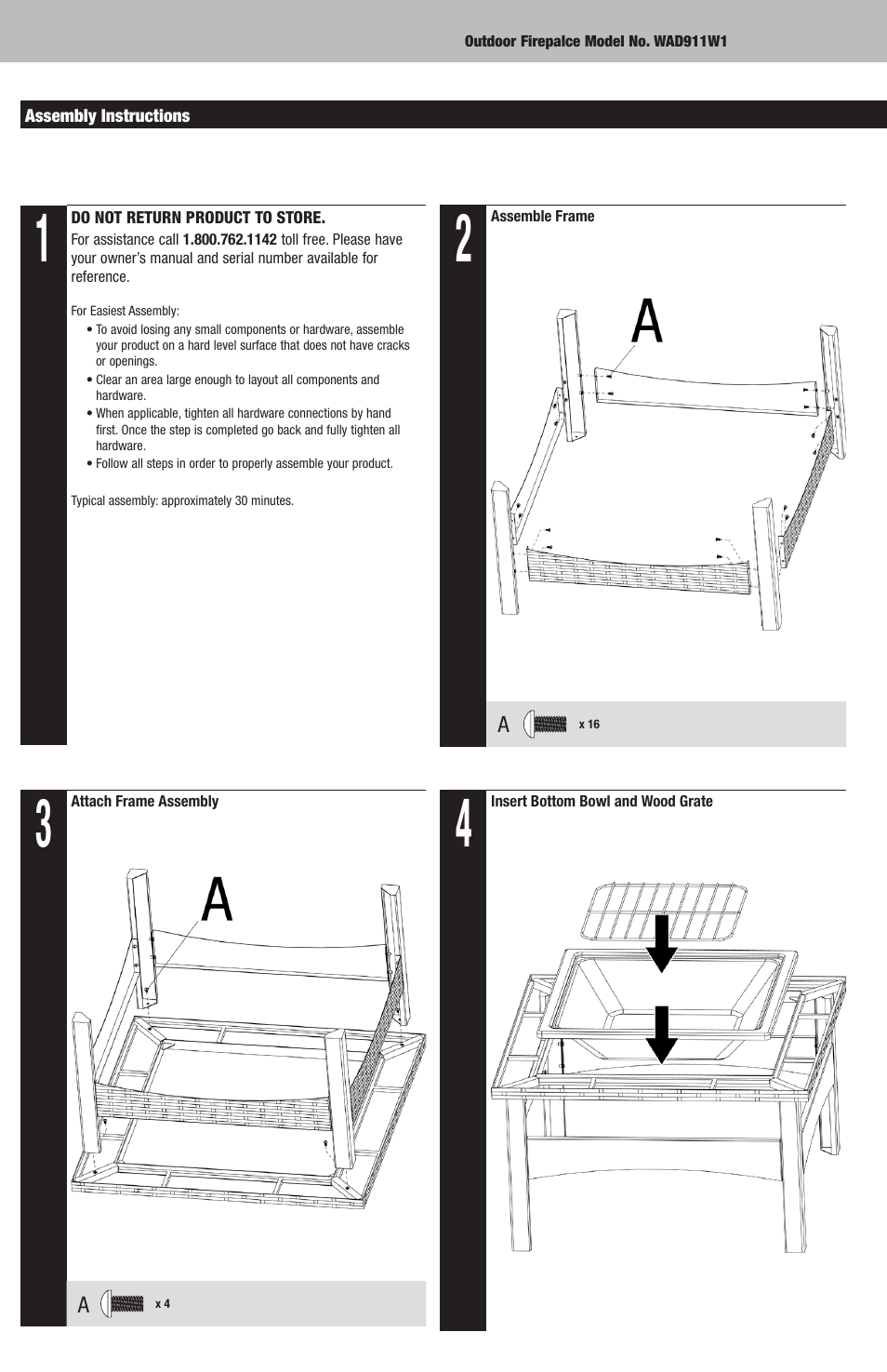 Blue Rhino WAD911W1 User Manual | Page 4 / 12