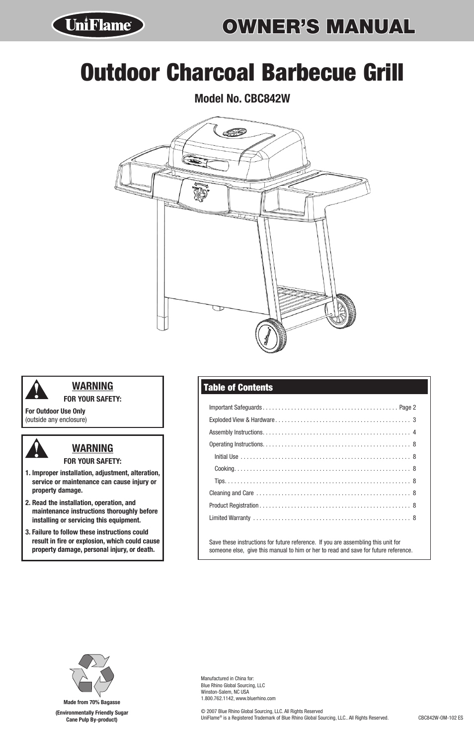 Blue Rhino CBC842W User Manual | 20 pages