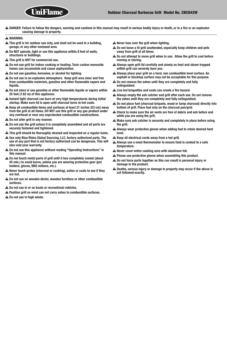 Blue Rhino CBC842W User Manual | Page 2 / 20