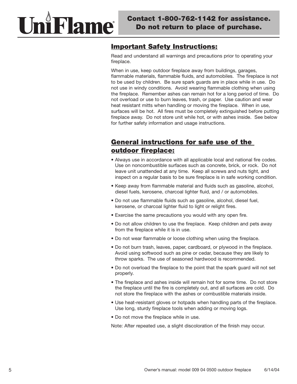 Important safety instructions | Blue Rhino 009 04 0500 User Manual | Page 6 / 18