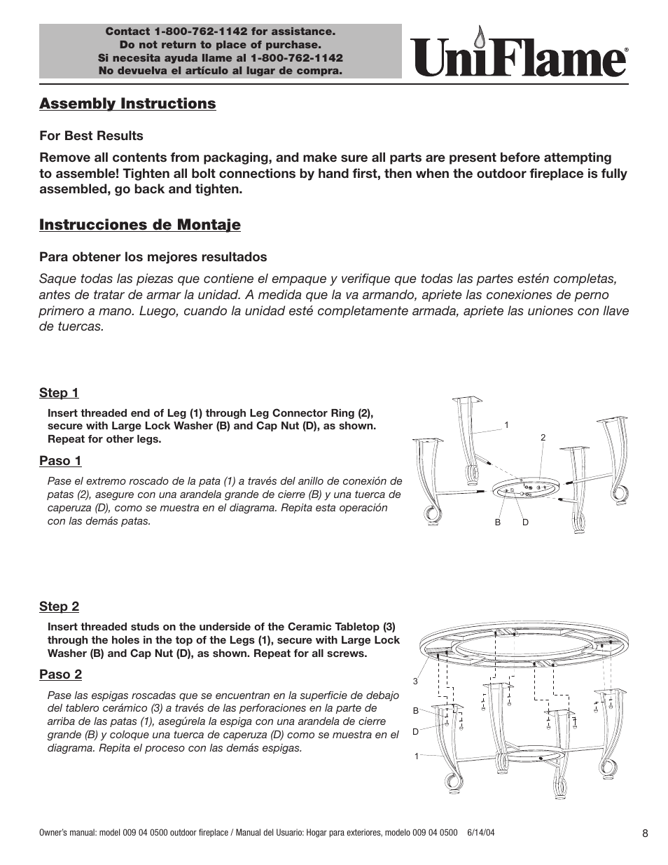 Assembly instructions, Instrucciones de montaje | Blue Rhino 009 04 0500 User Manual | Page 9 / 18