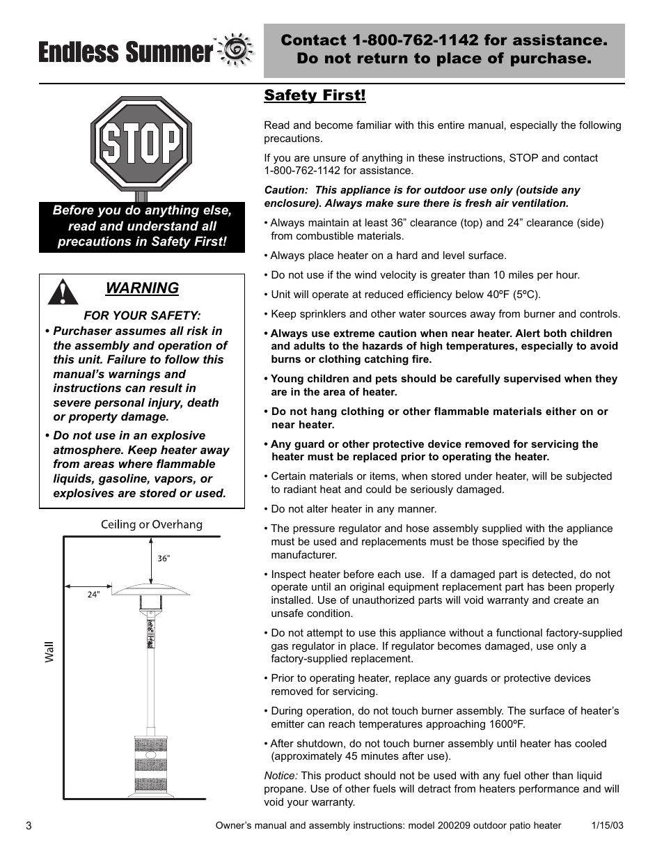 Warning | Blue Rhino 200209 User Manual | Page 4 / 44
