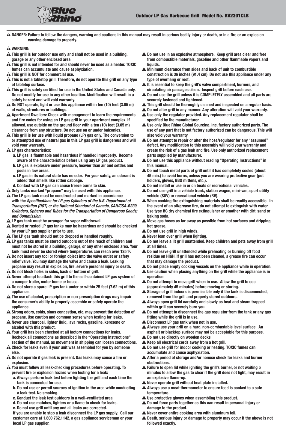 Blue Rhino RV2301CLB User Manual | Page 2 / 12
