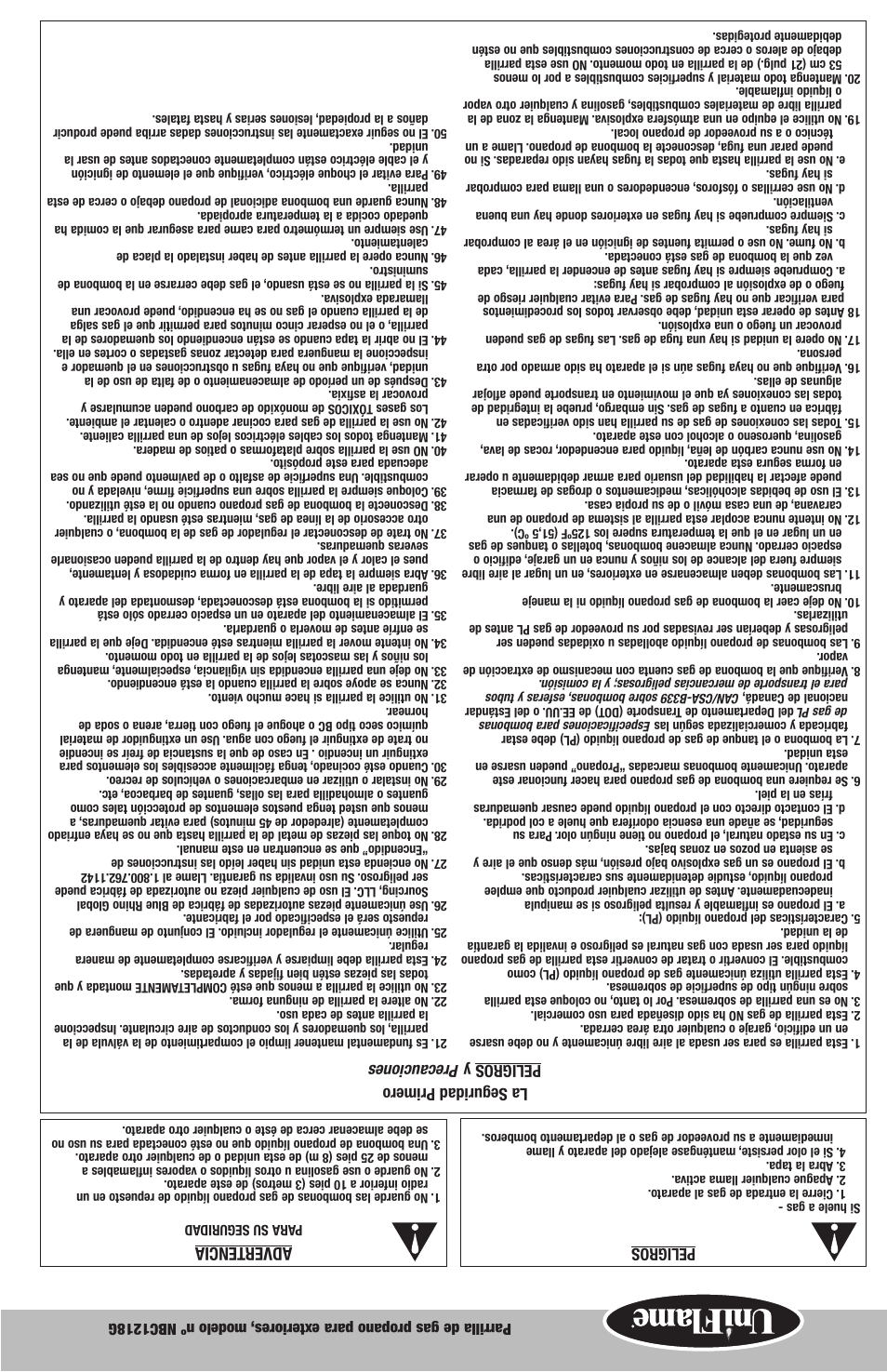 Advertencia | Blue Rhino NBC1218G User Manual | Page 10 / 16