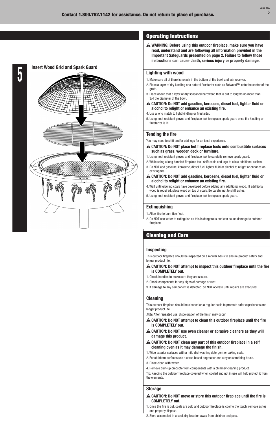 Assembly instructions, Cleaning and care, Operating instructions | Blue Rhino WAD850SP User Manual | Page 5 / 8