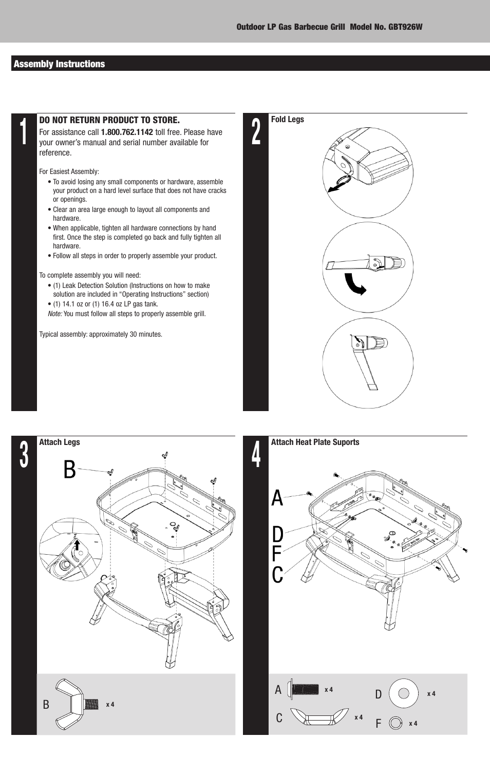 Blue Rhino GBT926W User Manual | Page 4 / 20