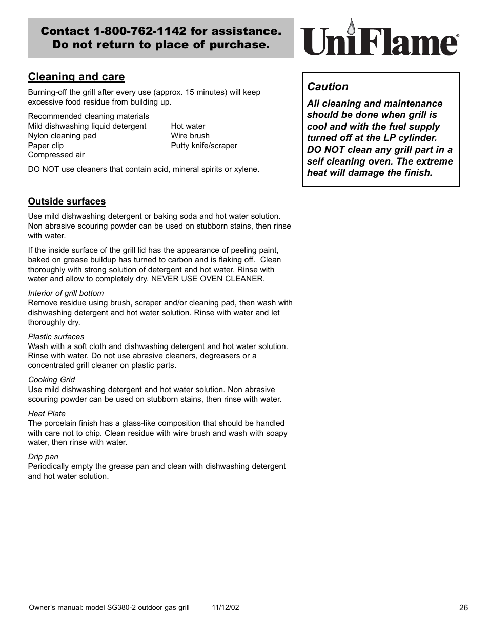 Caution | Blue Rhino SG380-2 User Manual | Page 27 / 40