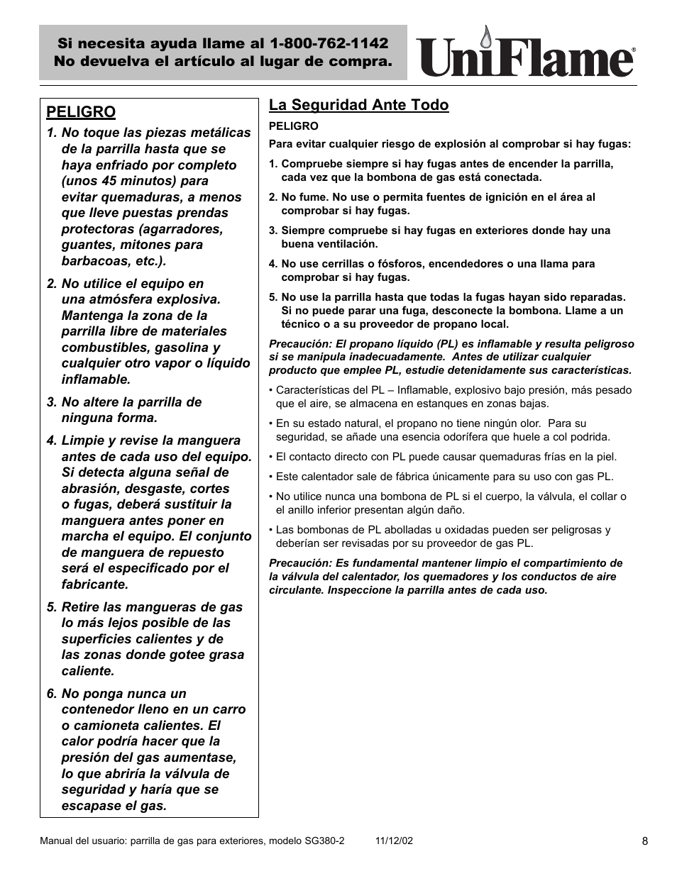 La seguridad ante todo, Peligro | Blue Rhino SG380-2 User Manual | Page 9 / 40