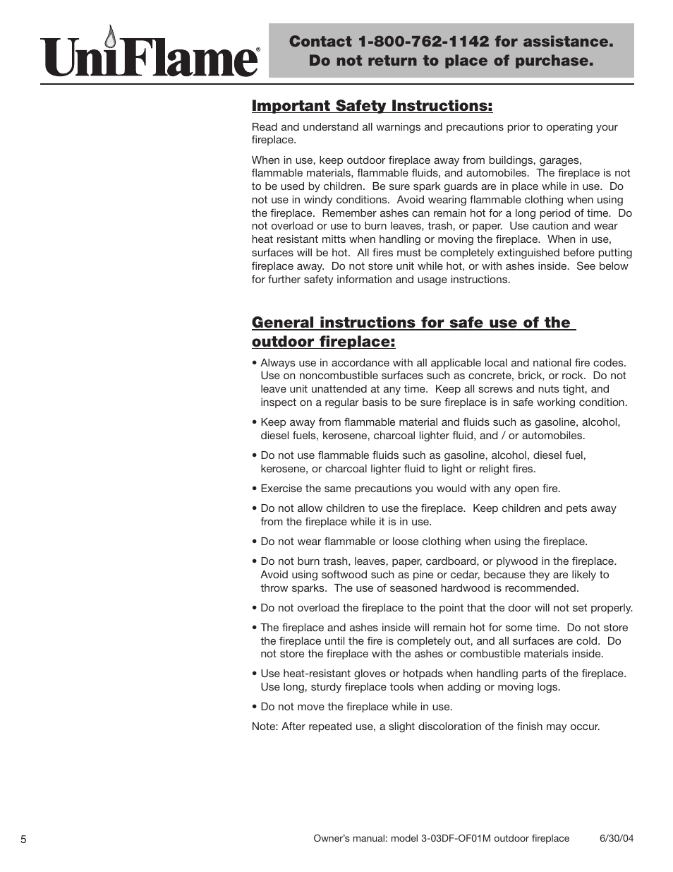 Important safety instructions | Blue Rhino 3-03DF-OF01M User Manual | Page 6 / 20