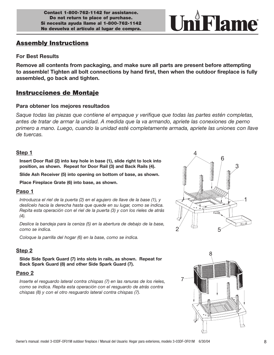 Assembly instructions, Instrucciones de montaje | Blue Rhino 3-03DF-OF01M User Manual | Page 9 / 20