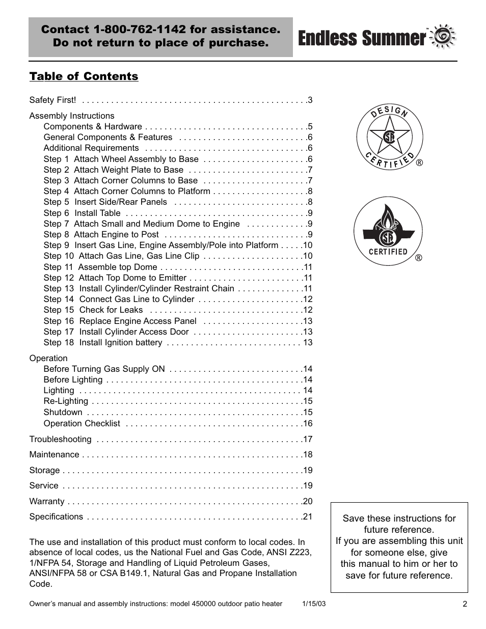 Blue Rhino 450000 User Manual | Page 3 / 24