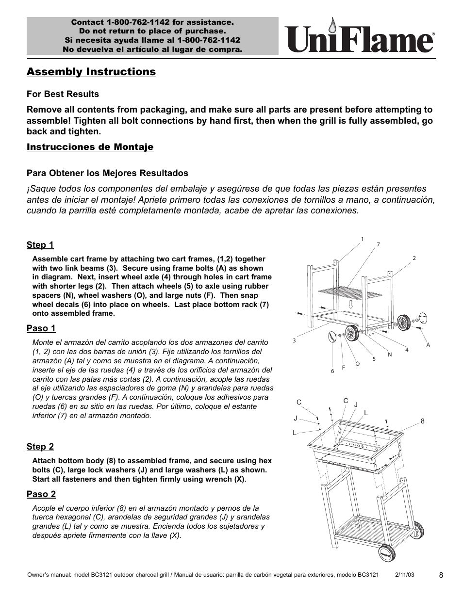 Assembly instructions | Blue Rhino BC3121 User Manual | Page 9 / 24