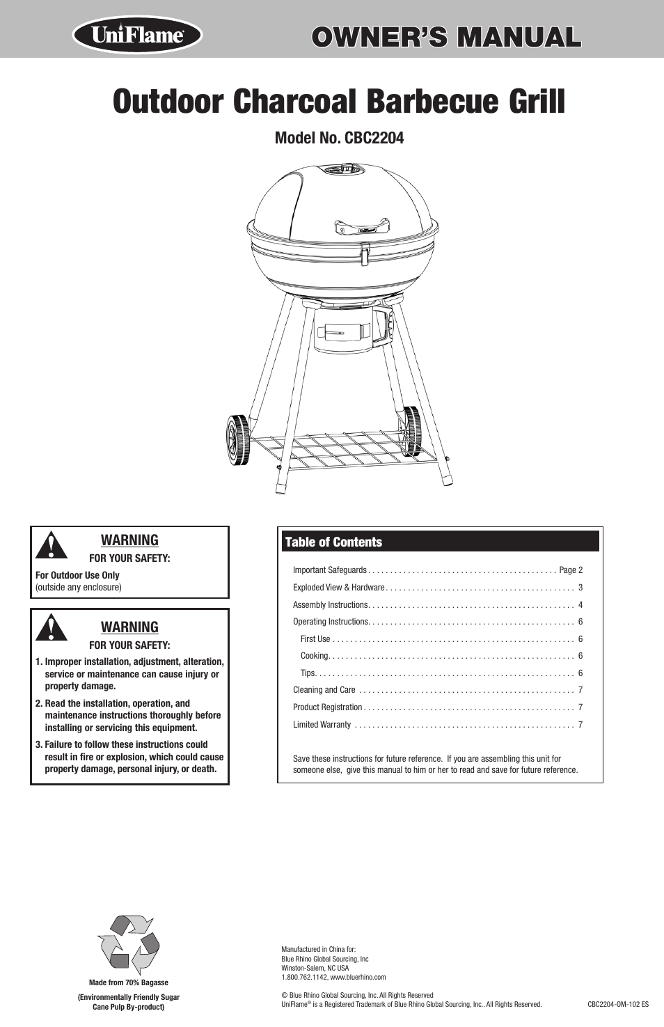 Blue Rhino CBC2204 User Manual | 16 pages