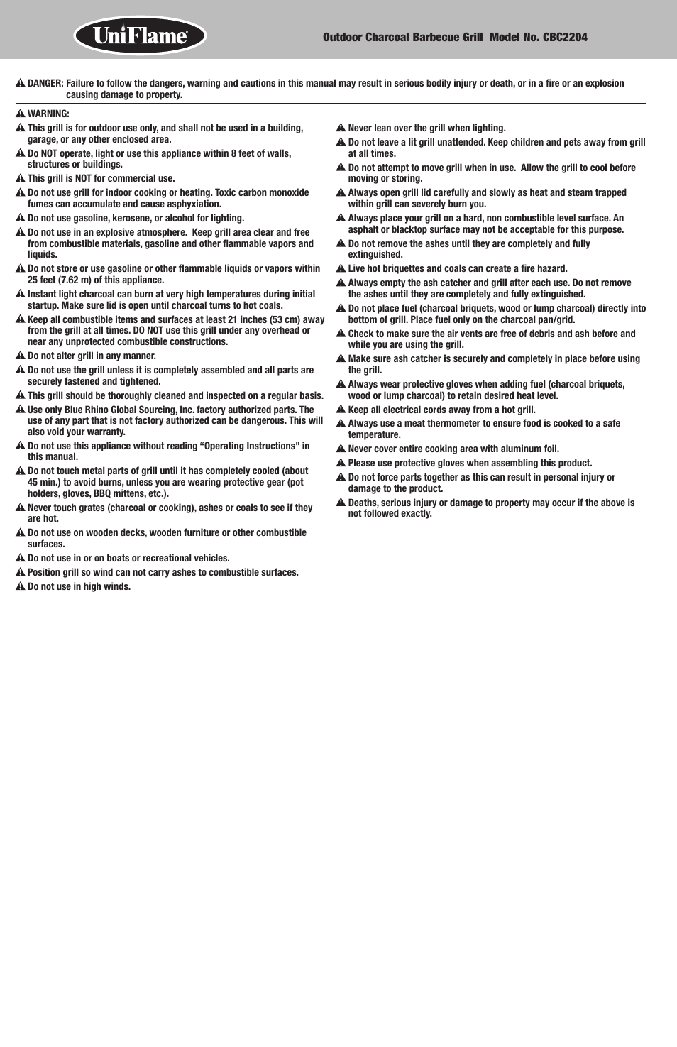 Blue Rhino CBC2204 User Manual | Page 2 / 16