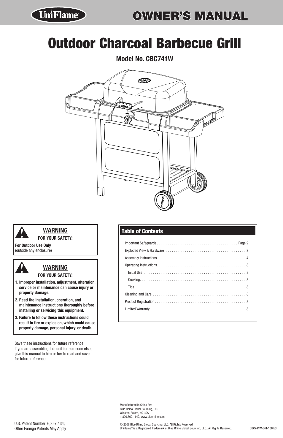 Blue Rhino CBC741W User Manual | 16 pages