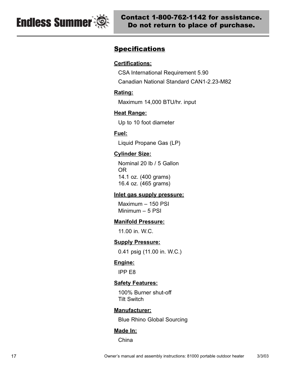 Blue Rhino 81000 User Manual | Page 18 / 20