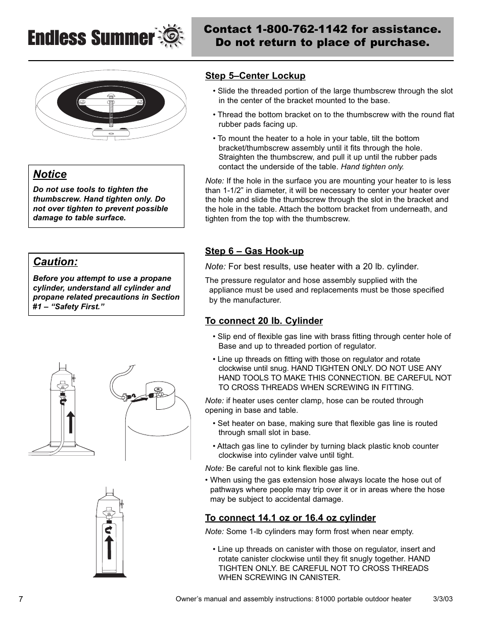 Notice, Caution | Blue Rhino 81000 User Manual | Page 8 / 20