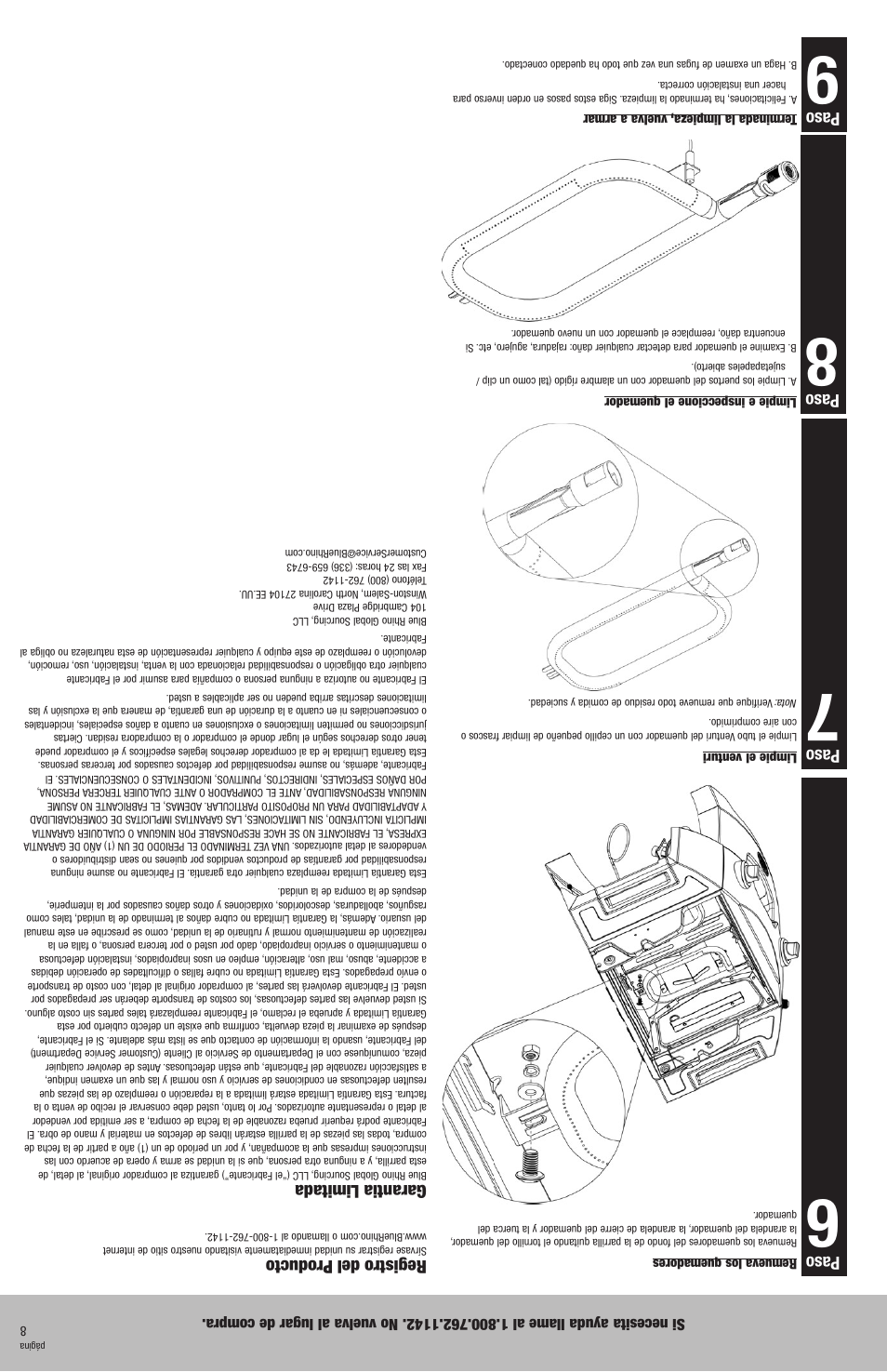 Paso, Registro del producto, Garantia limitada | Blue Rhino HBT601B User Manual | Page 12 / 20