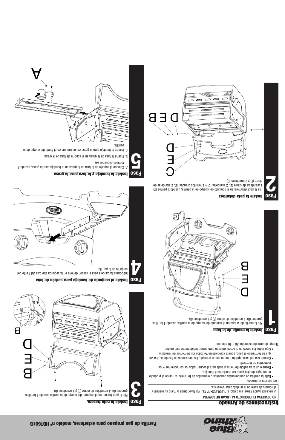 Instrucciones de armado, Paso | Blue Rhino HBT601B User Manual | Page 17 / 20