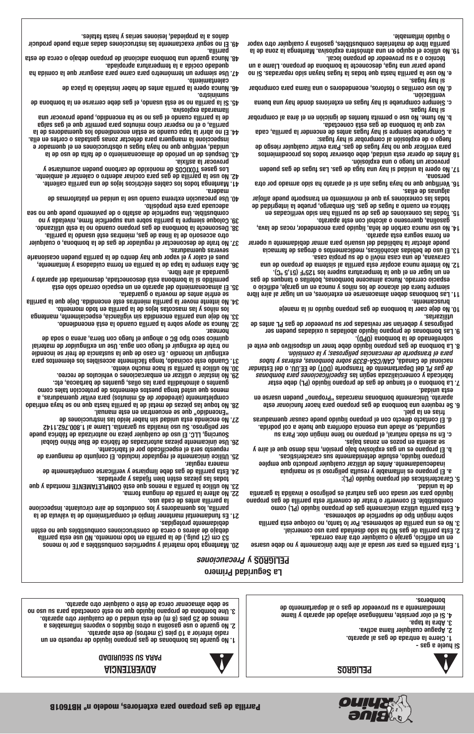 Advertencia | Blue Rhino HBT601B User Manual | Page 19 / 20