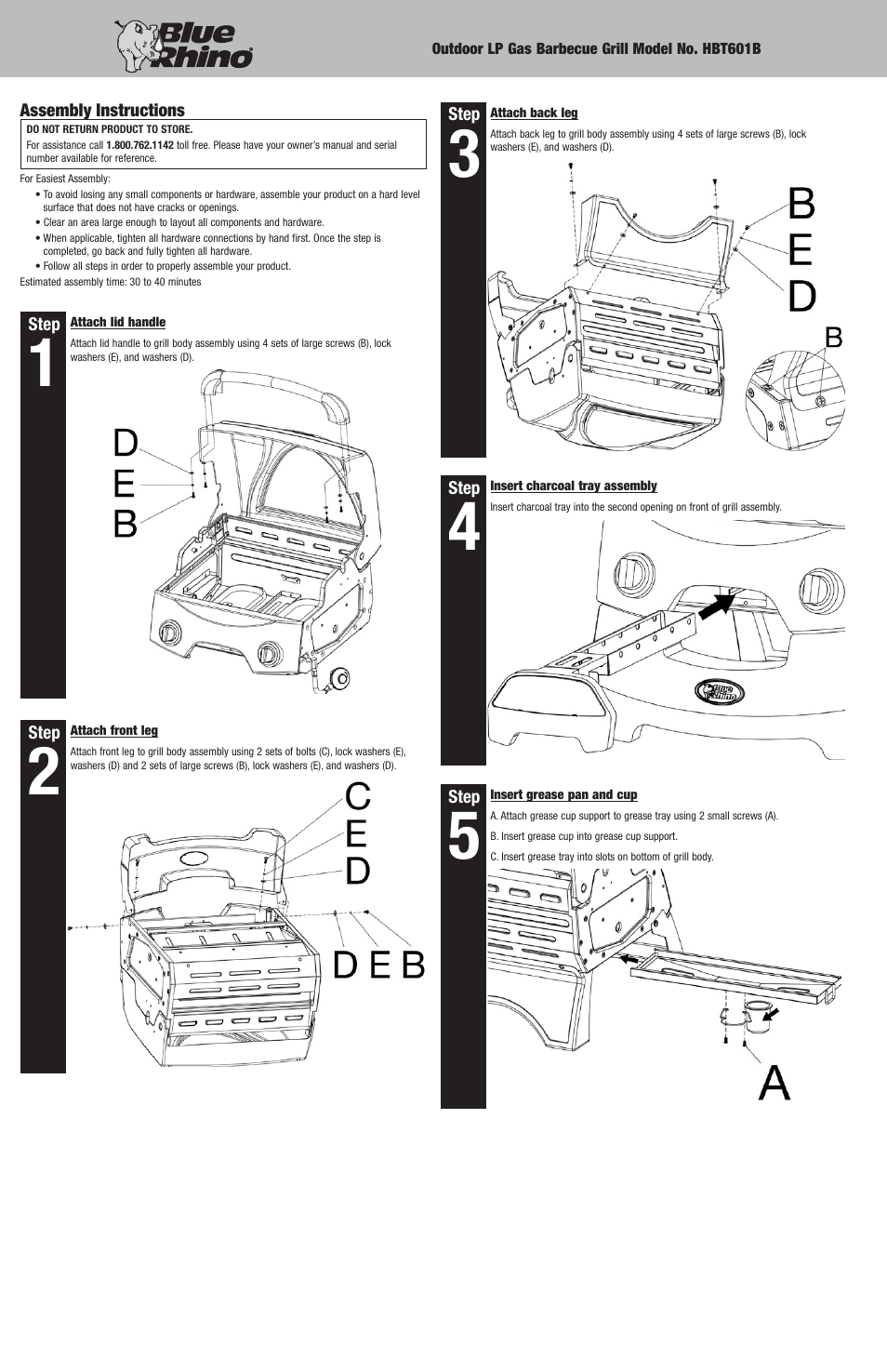 Blue Rhino HBT601B User Manual | Page 4 / 20