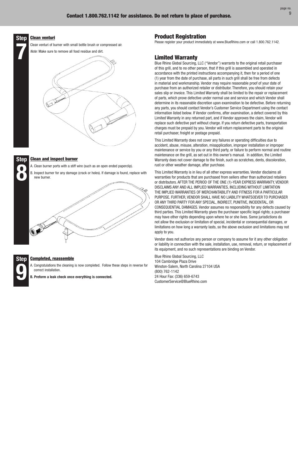 Blue Rhino HBT601B User Manual | Page 9 / 20