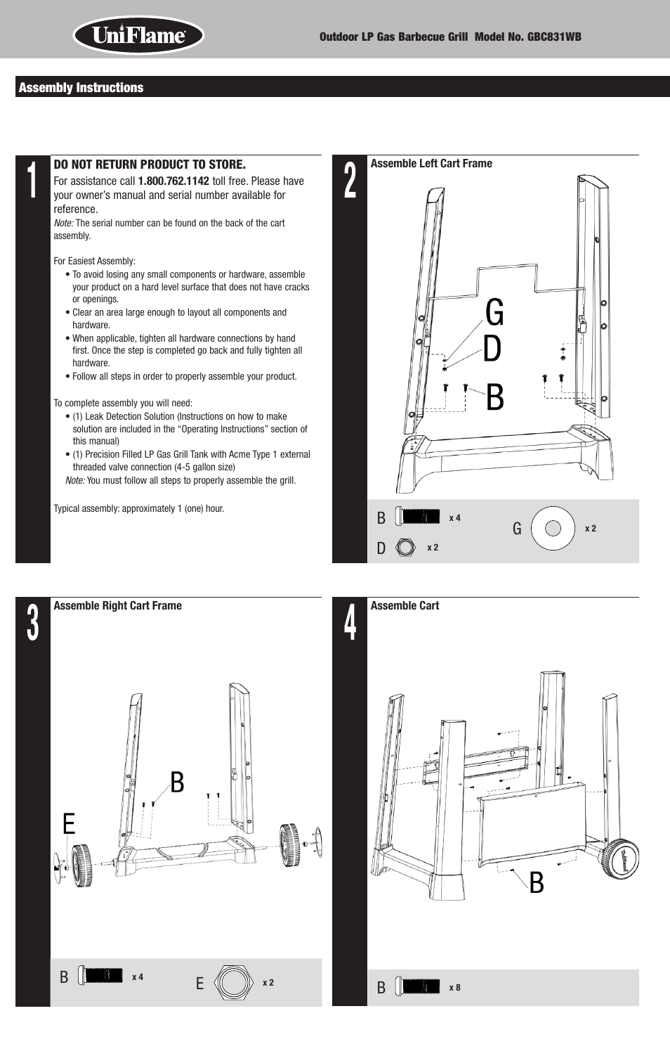 Blue Rhino GBC831WB User Manual | Page 4 / 28