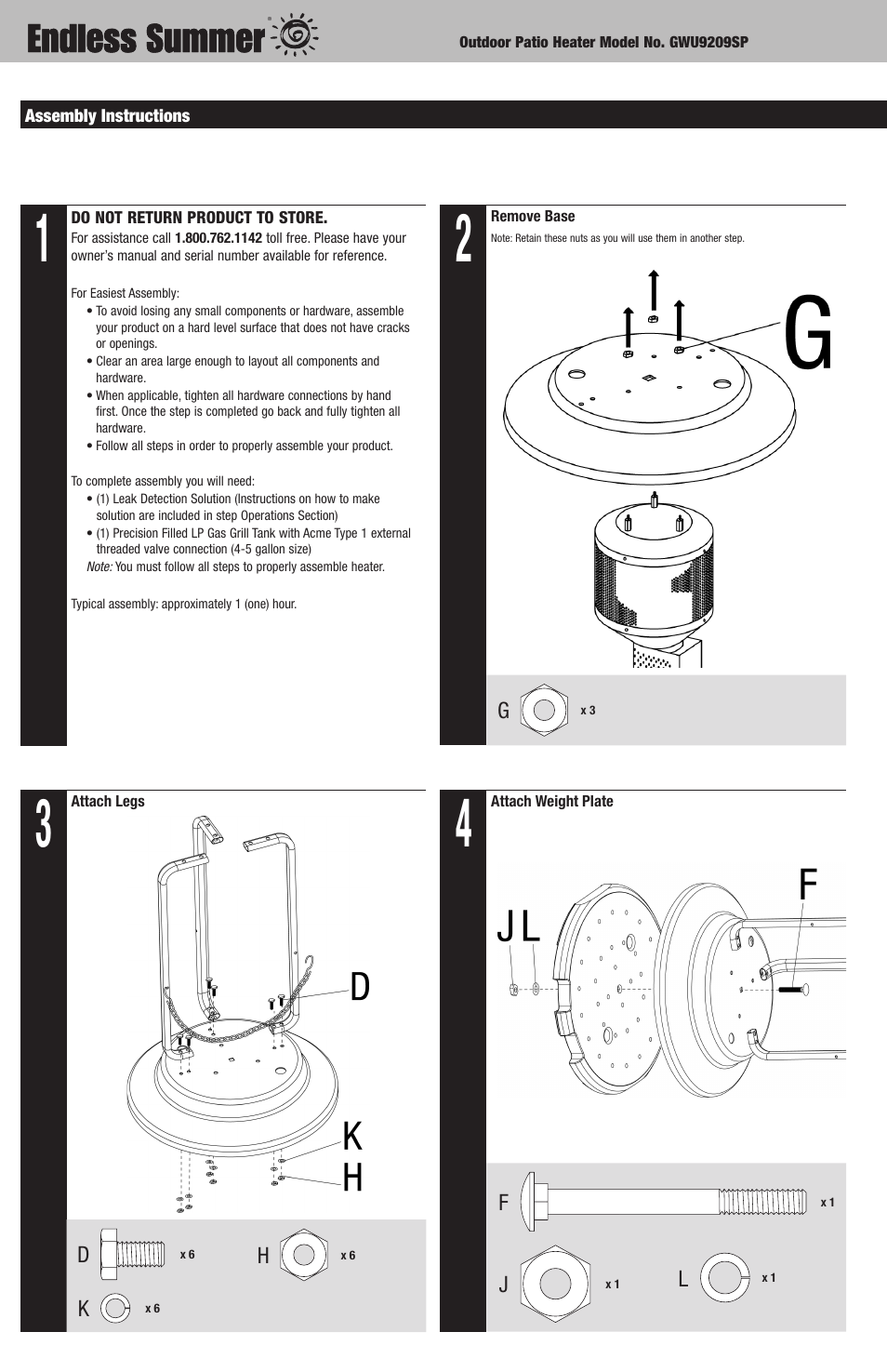 Blue Rhino Endless Summer GWU9209SP User Manual | Page 4 / 12