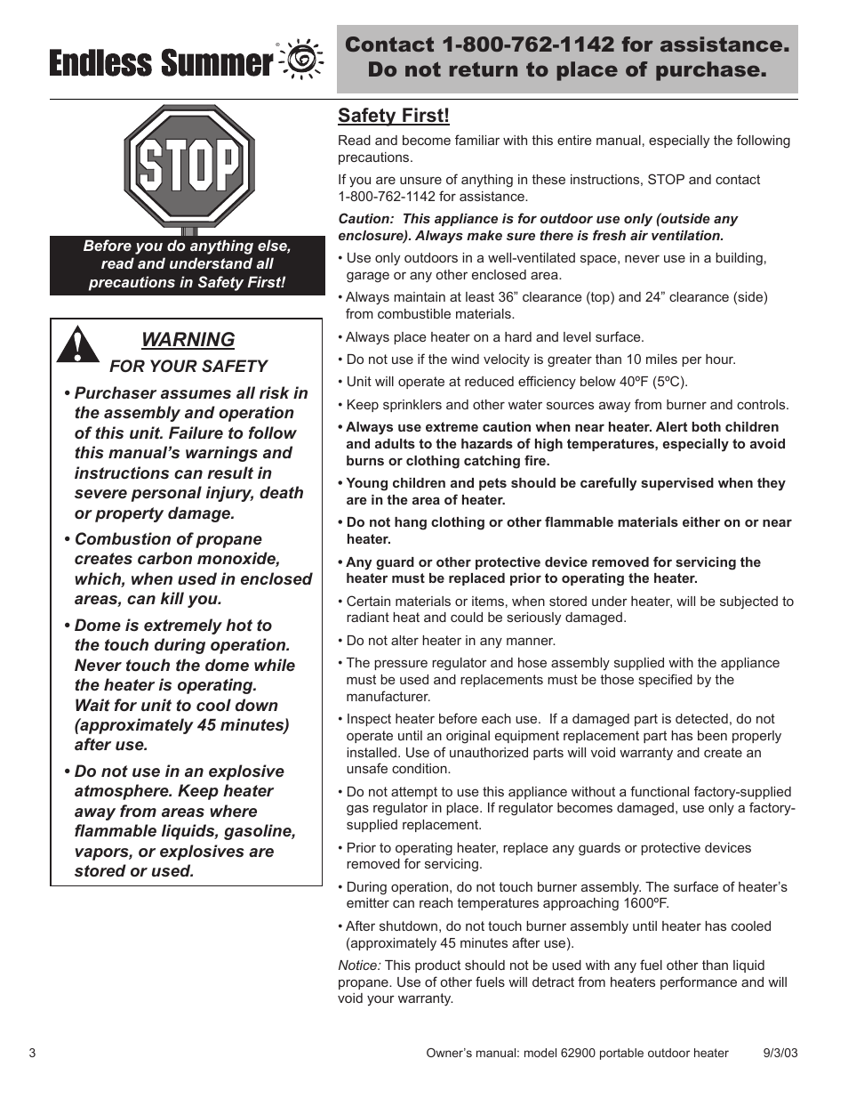 Safety first, Warning | Blue Rhino 62900 User Manual | Page 4 / 40