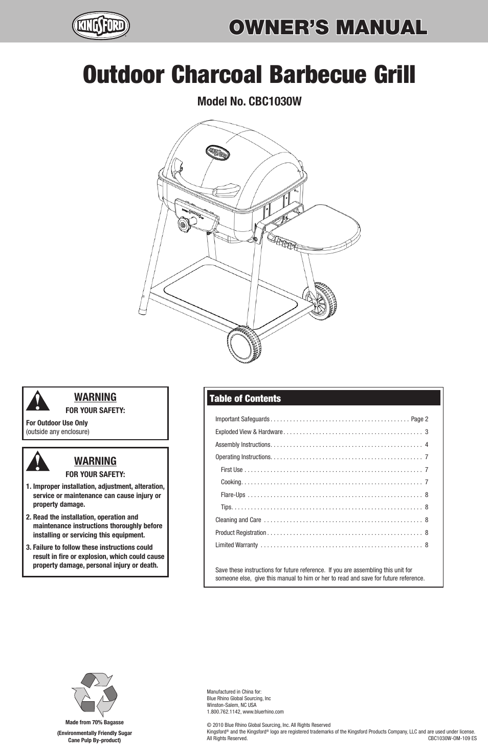 Blue Rhino CBC1030W User Manual | 16 pages
