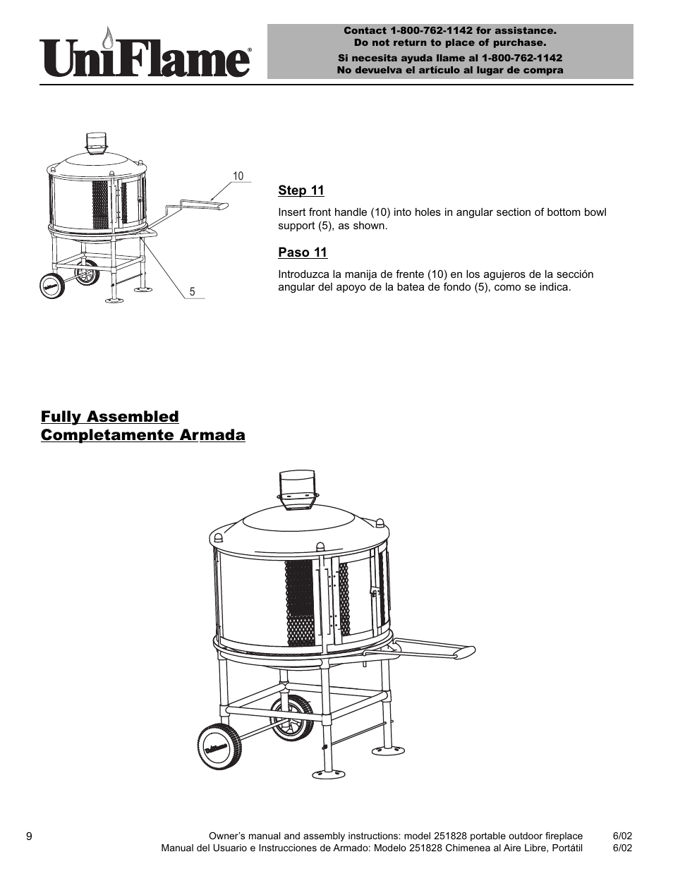 Fully assembled completamente armada | Blue Rhino 251828 User Manual | Page 10 / 19
