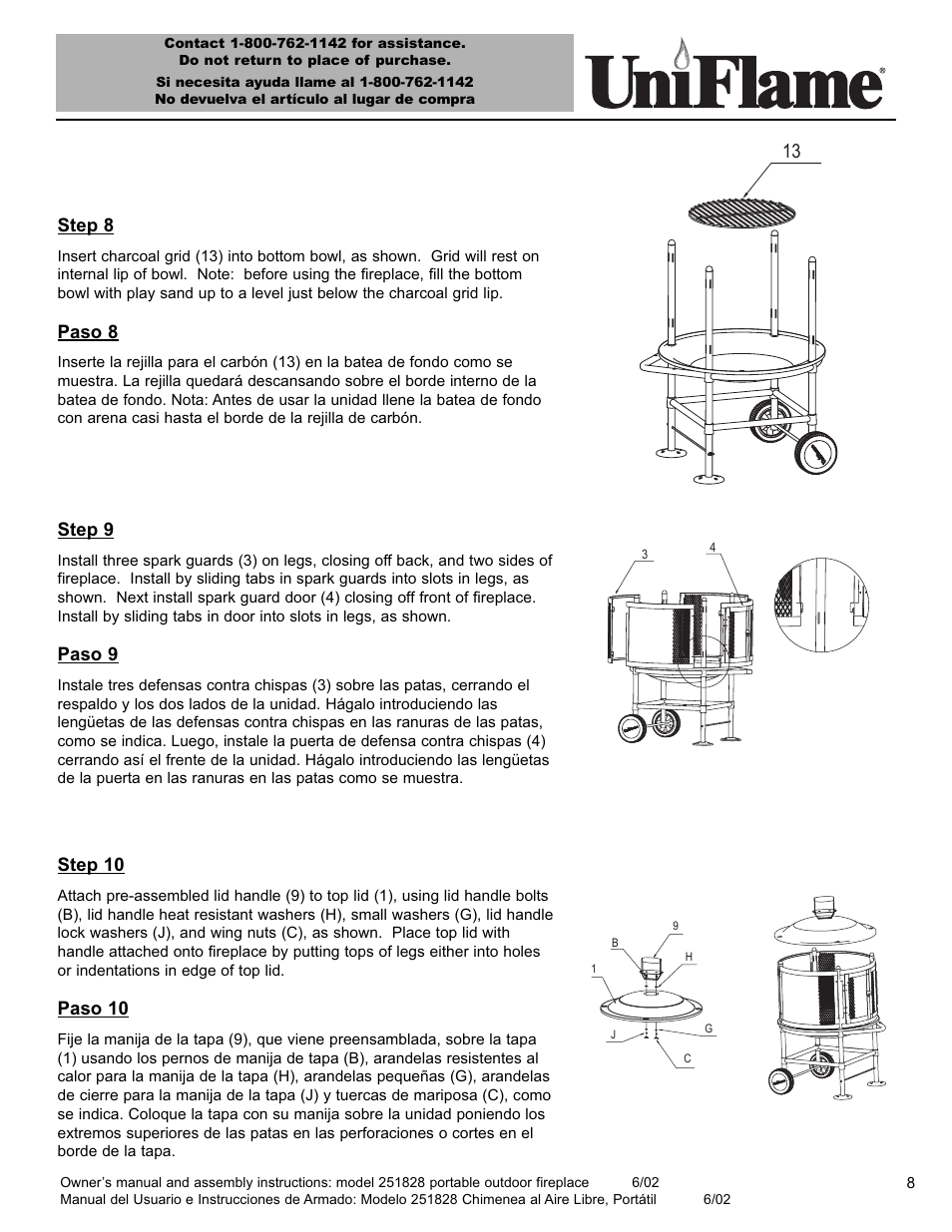 Step 8, Paso 8, Step 9 | Paso 9, Step 10, Paso 10 | Blue Rhino 251828 User Manual | Page 9 / 19