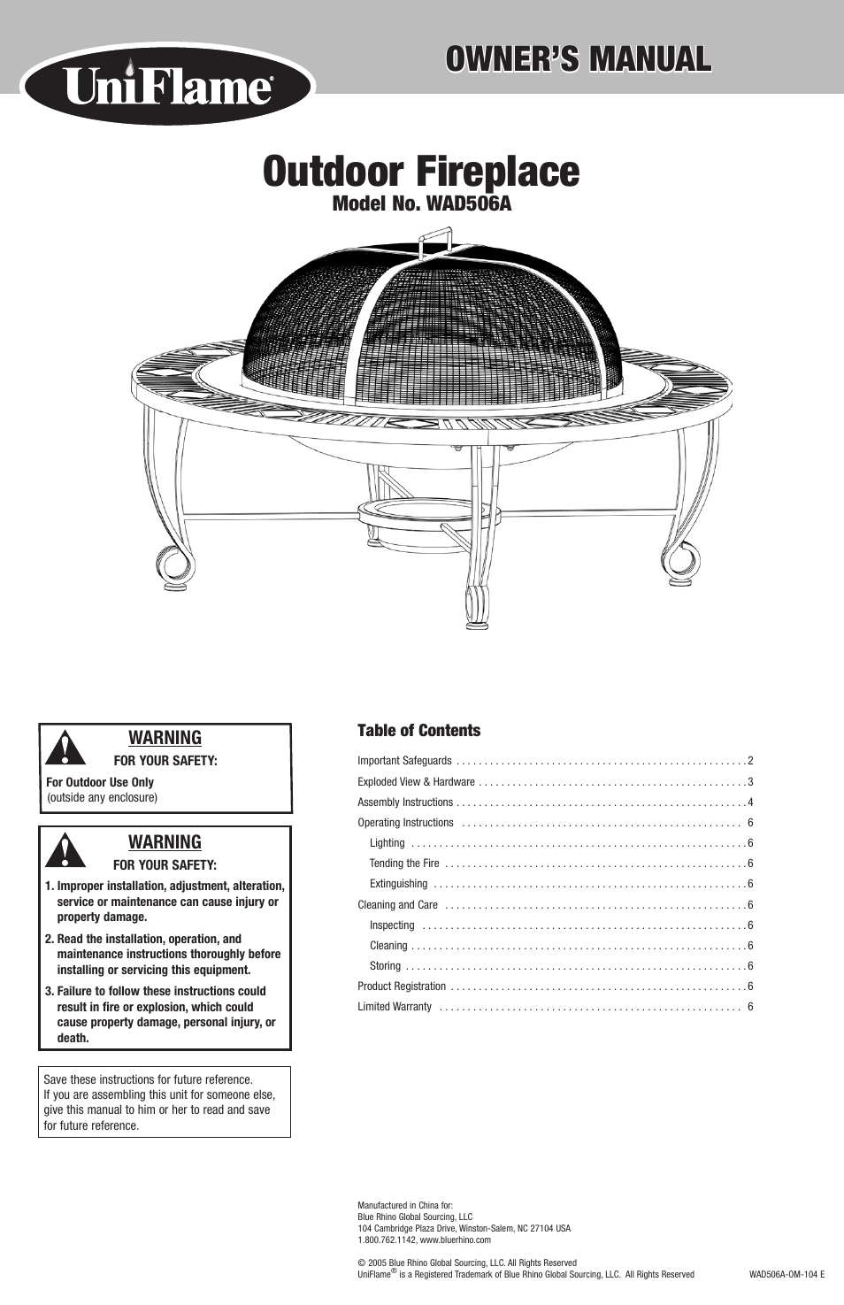 Blue Rhino WAD506A User Manual | 6 pages