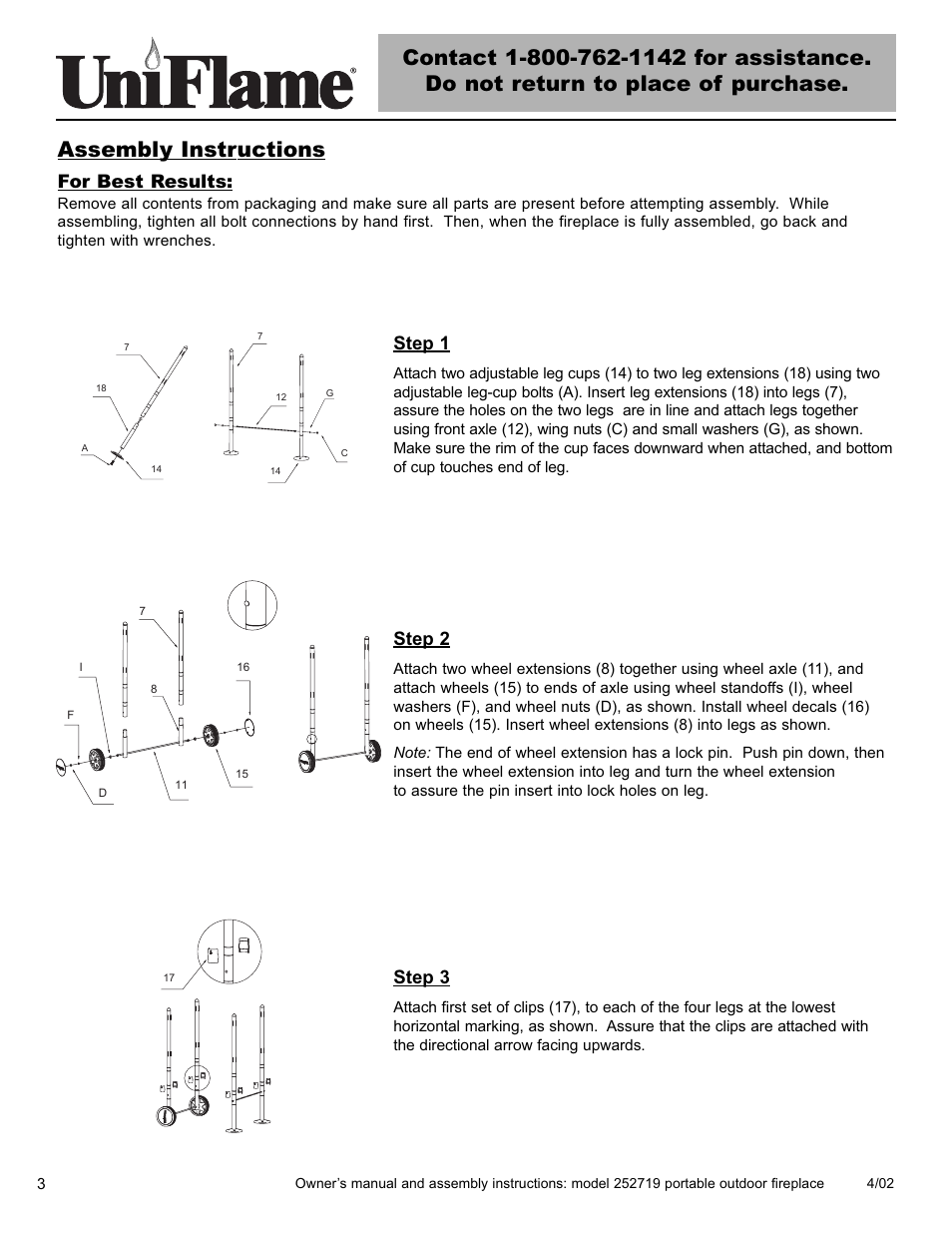 For best results, Step 1, Step 2 | Step 3 | Blue Rhino 252719 User Manual | Page 4 / 16