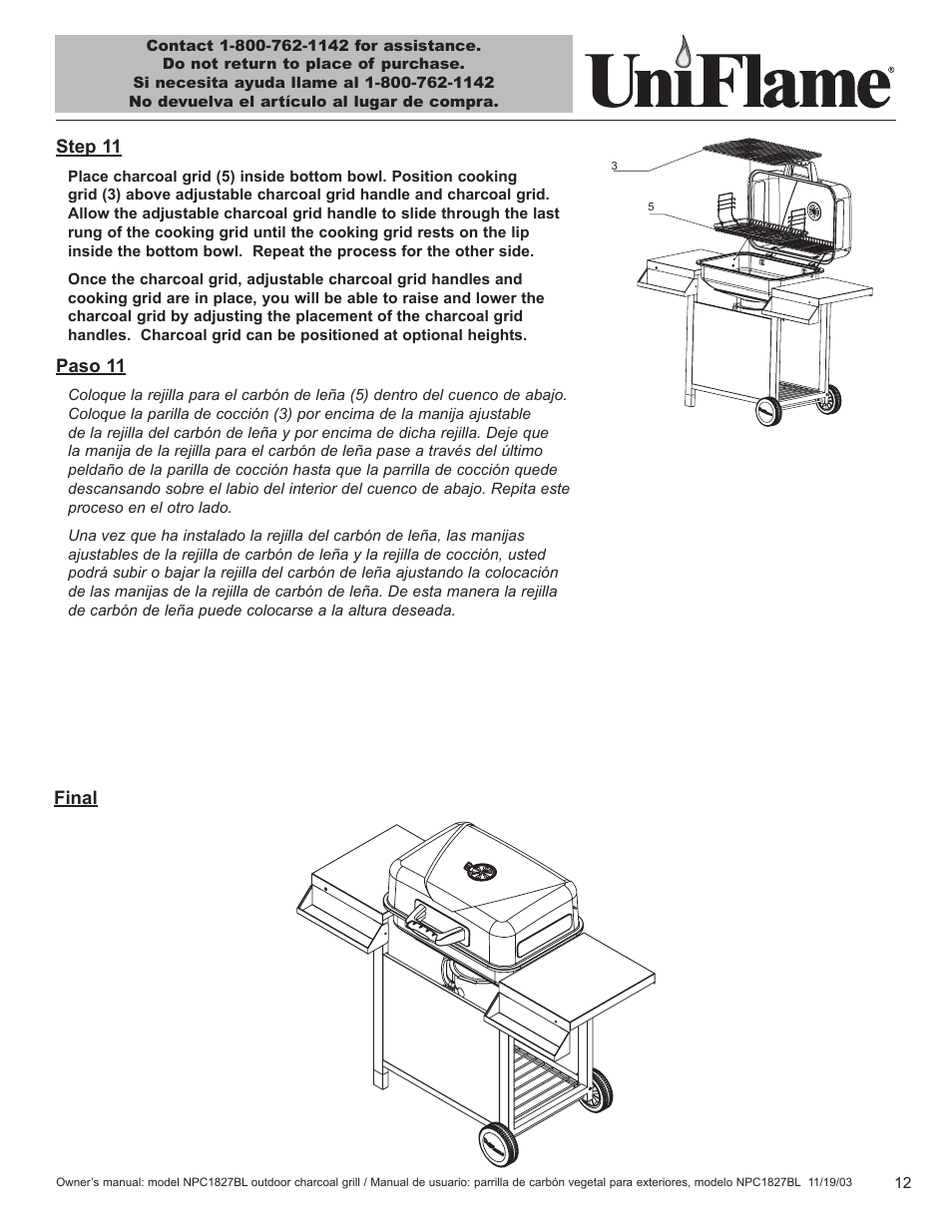 Blue Rhino UniFlame NPC1827BL User Manual | Page 13 / 26